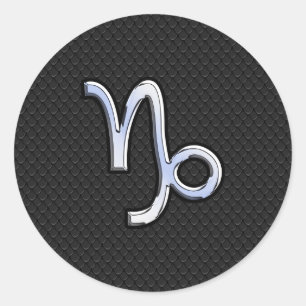 Sticker Rond Chrome comme Capricorn Symbole Zodiaque sur la pea