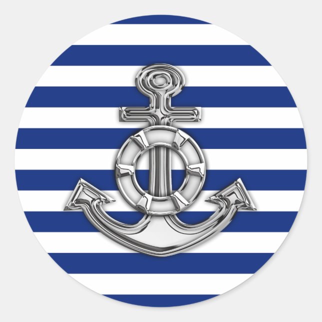Sticker Rond Chrome Comme Lifesaver sur les bandes Nautiques (Devant)