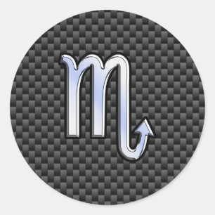 Sticker Rond Chrome Comme Scorpio Signe Zodiac Fibres Carbone I