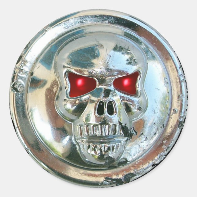 STICKER ROND CHROME SKULL (Devant)
