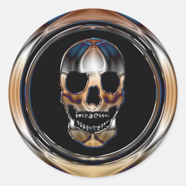 STICKER ROND CHROME SKULL (Devant)