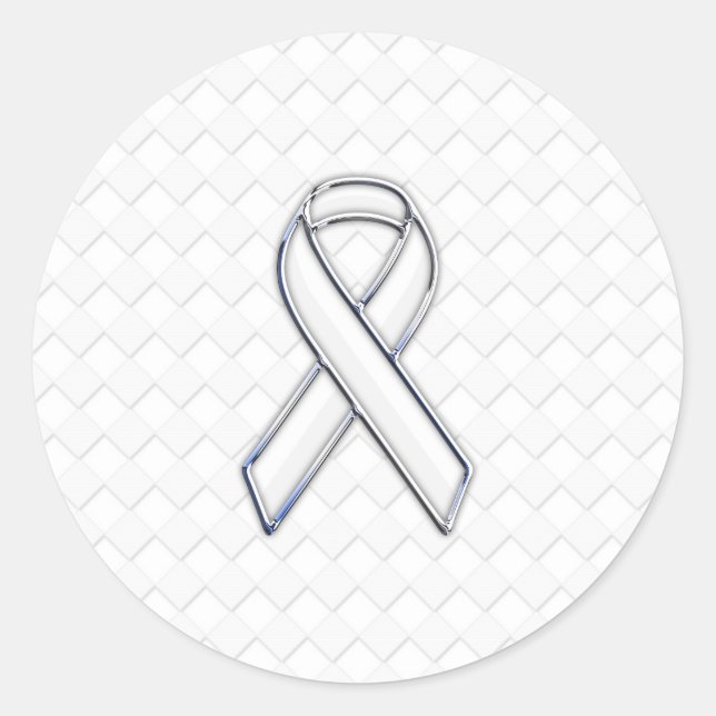 Sticker Rond Chrome White Ribbon Sensibilisation sur Checkers I (Devant)