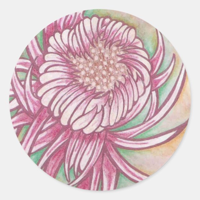 Sticker Rond Chrysanthèmes japonais (Devant)
