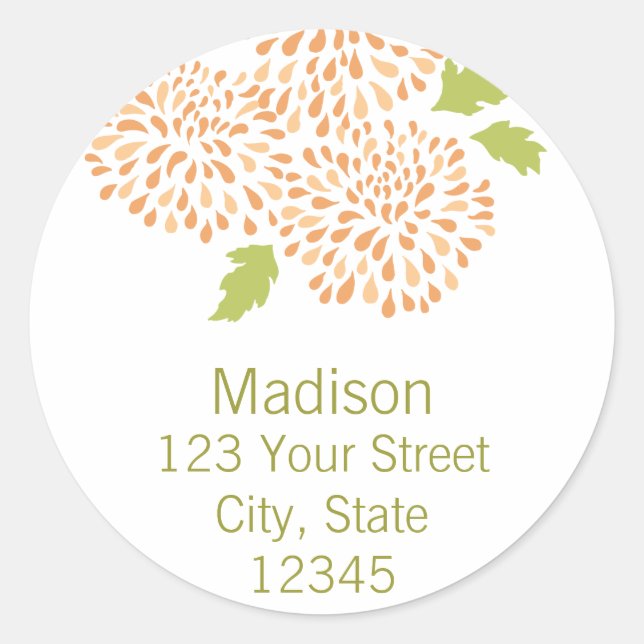 Sticker Rond Chrysanthemum Retourner l'adresse Enveloppe Sceau (Devant)