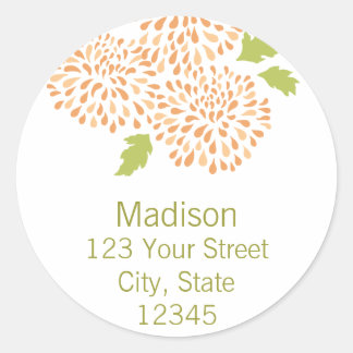 Sticker Rond Chrysanthemum Retourner l'adresse Enveloppe Sceau