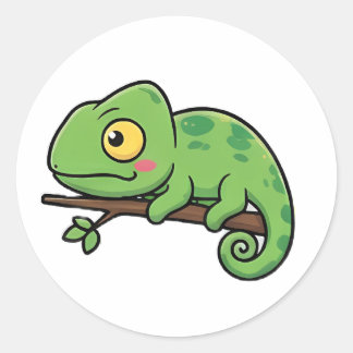 Sticker Rond Chubby Chameleon