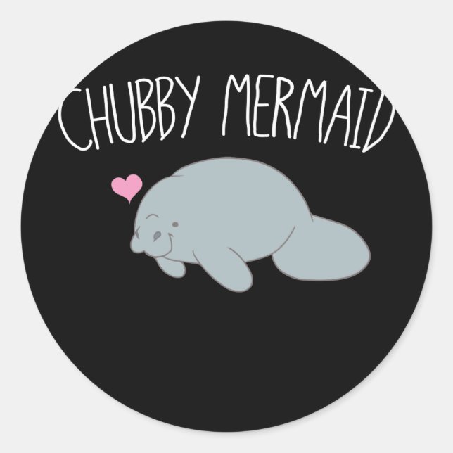 Sticker Rond Chubby Mermaid Manatee Sea Cow (Devant)