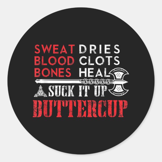 Sticker Rond Chuck it up Buttercup Drôle Design (Devant)