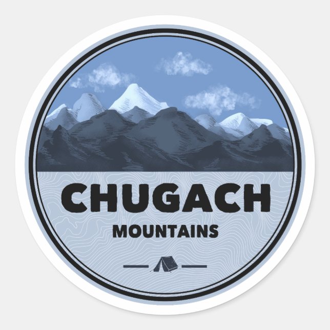 Sticker Rond Chugach Mountains Alaska Camping (Devant)