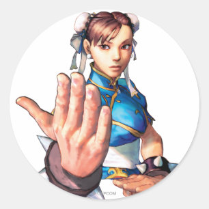 Sticker Rond Chun-Li Avec La Main Vers Le Haut