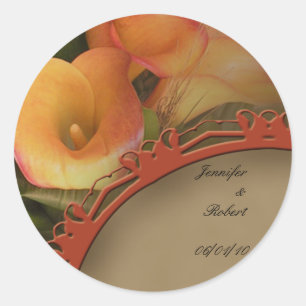 Sticker Rond Chute Cala Lily Bouquet Enveloppe Sceau
