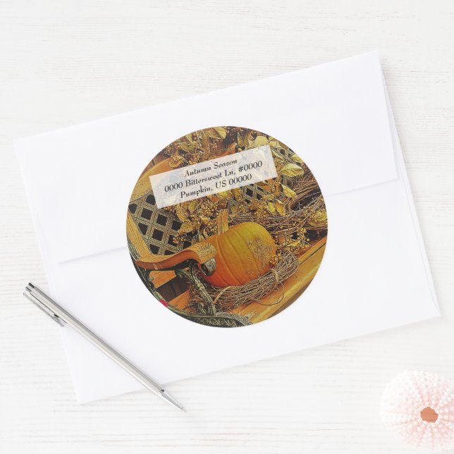 Sticker Rond Chute / Citrouille & Vin Bittersweet / Enveloppe P (Enveloppe)