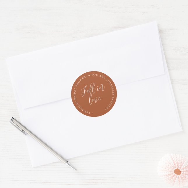 Sticker Rond Chute dans l'amour Fête des mariées de rouille (Enveloppe)