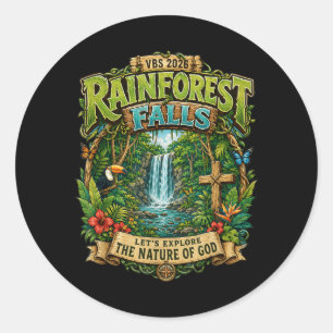 Sticker Rond Chute de la forêt tropicale Vbs 2026jesus Foi Vers