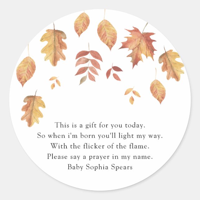 Sticker Rond Chute de l'automne feuille - Chandelle de prière É (Devant)
