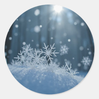Sticker Rond Chute de neige