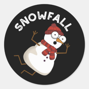 Sticker Rond Chute de neige amusante Plume de neige foncé BG