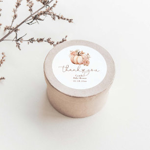Sticker Rond Chute du Merci Citrouille Baby shower Floral