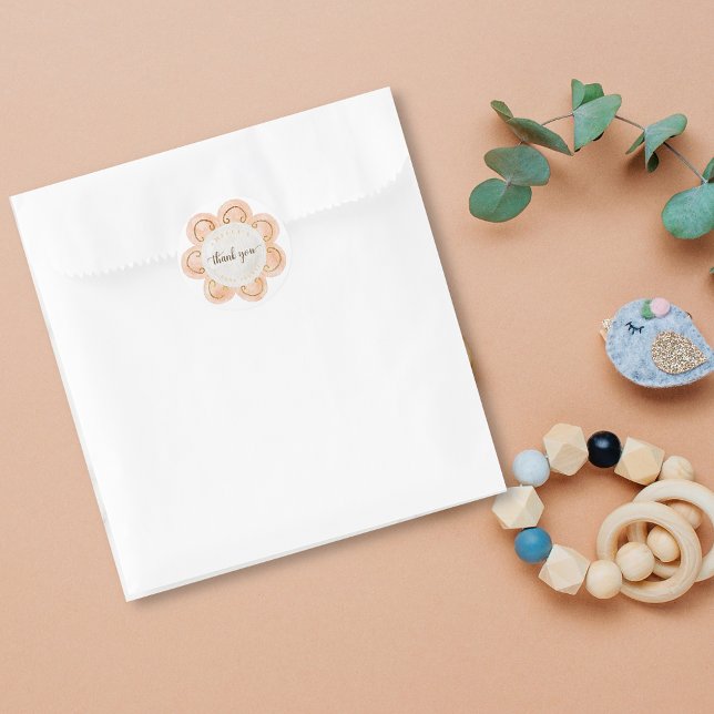 Sticker Rond Chute du Merci de Baby shower floral (Créateur téléchargé)
