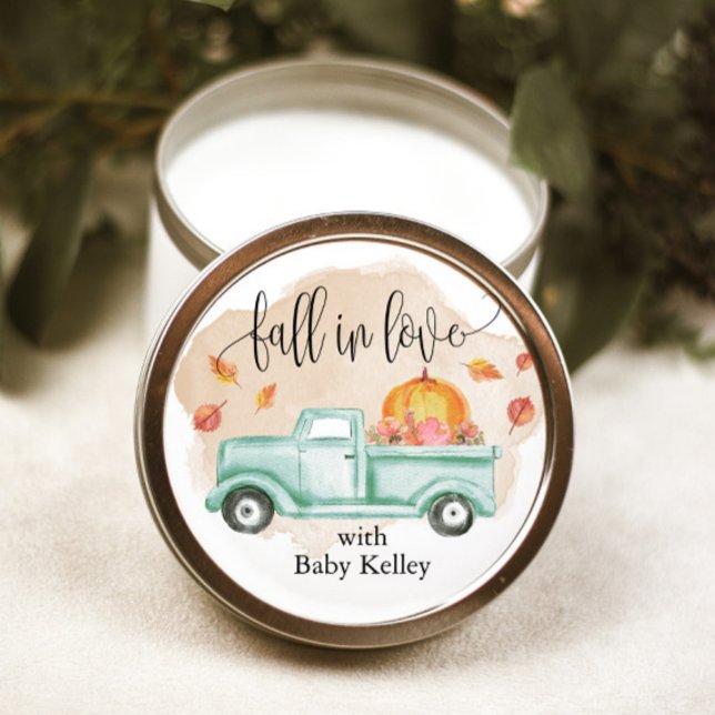 Sticker Rond Chute en amour Citrouille Baby shower de camion de (Use these stickers to create your own party favors.)