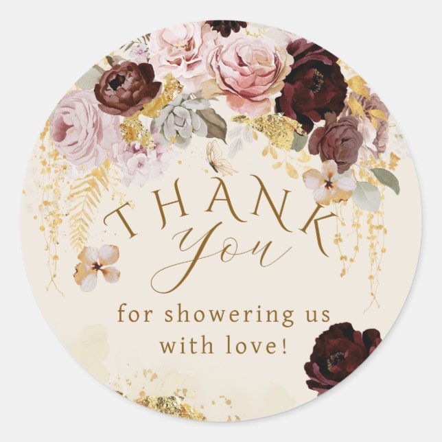 Sticker Rond Chute Fleur sauvage Gold Floral Baby Girl Douche (Devant)