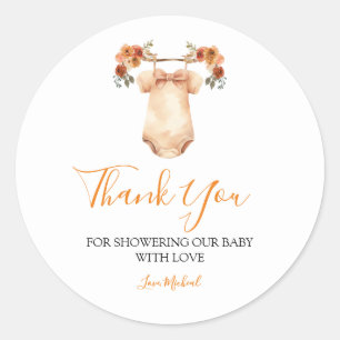 Sticker Rond Chute Floral Vêtements de bébé Baby shower Merci