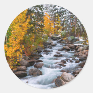 Sticker Rond Chute le long du ruisseau Bishop, Californie
