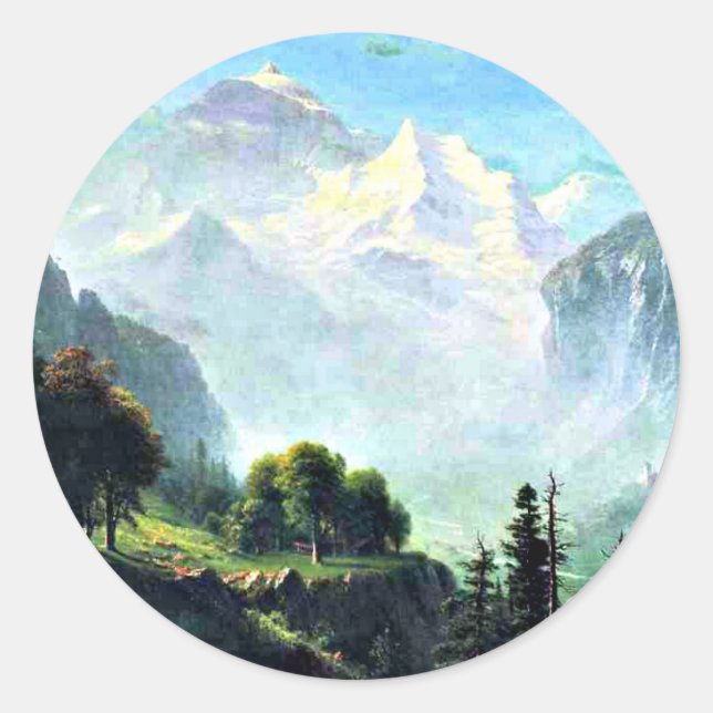 Sticker Rond Chutes Staubbach près de Lauterbrunnen Suisse (Devant)