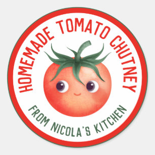 Sticker Rond Chutney de tomate fait maison avec votre propre re