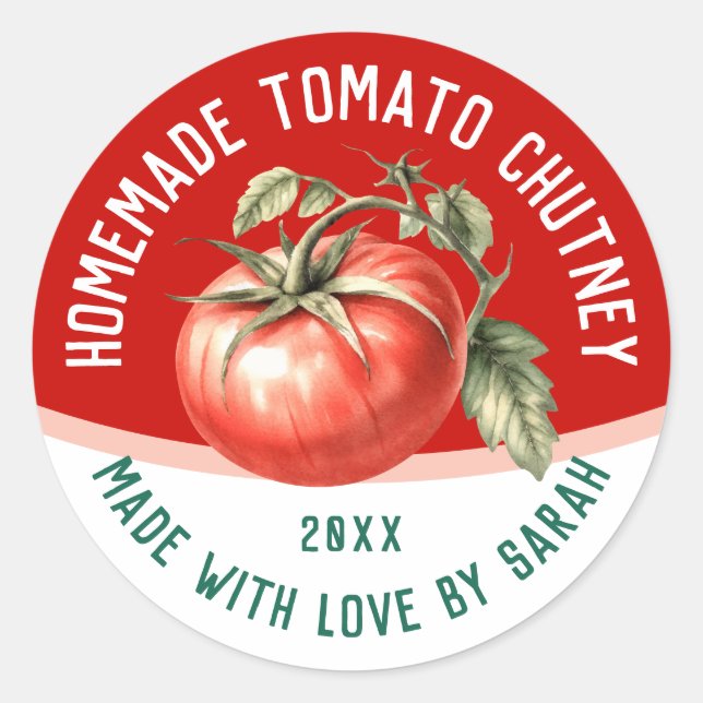 Sticker Rond Chutney de tomate maison modifiable avec tomate ro (Devant)