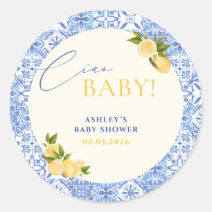 Sticker Rond Ciao Baby Fête de Naissance Italienne au Citron