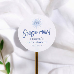 Sticker Rond Ciao Bambino Garçon Italien Remerciements pour Bab