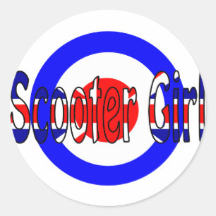 Sticker Rond Cible Scooter Girl Mod