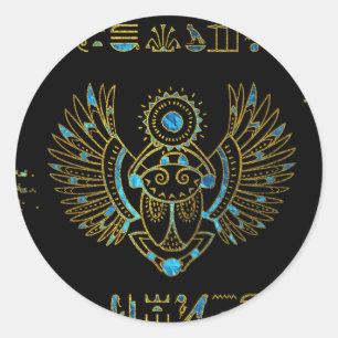 Sticker Rond Ciboulette égyptienne Or et vitrail bleu