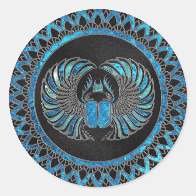 Sticker Rond Ciboulette égyptienne - Verre or et bleu (Devant)