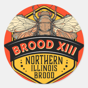 Sticker Rond Cicadas Brood XIII Northern Illinois Brood