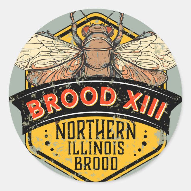 Sticker Rond Cicadas Brood XIII Northern Illinois Brood (Devant)