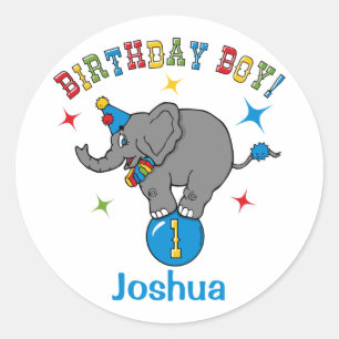 Sticker Rond Cicus Elephant 1er anniversaire