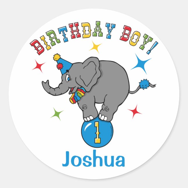 Sticker Rond Cicus Elephant 1er anniversaire (Devant)