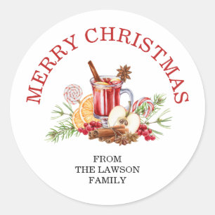 Sticker Rond Cidre de pomme aux épices hivernales Spécial Noël