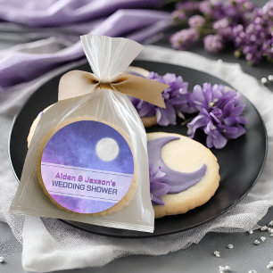 Sticker Rond Ciel céleste de nuit Mariage sous la pleine lune