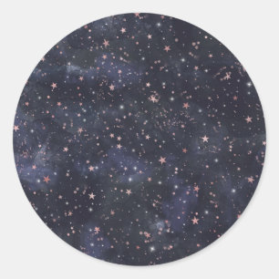 Sticker Rond Ciel céleste étoilé bleu et rose pour Baby Shower