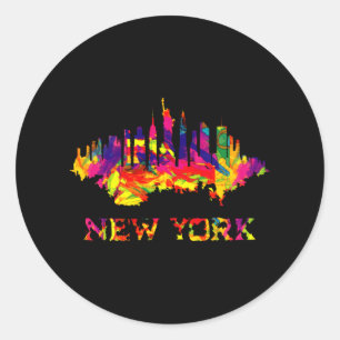 Sticker Rond Ciel de New York City coloré