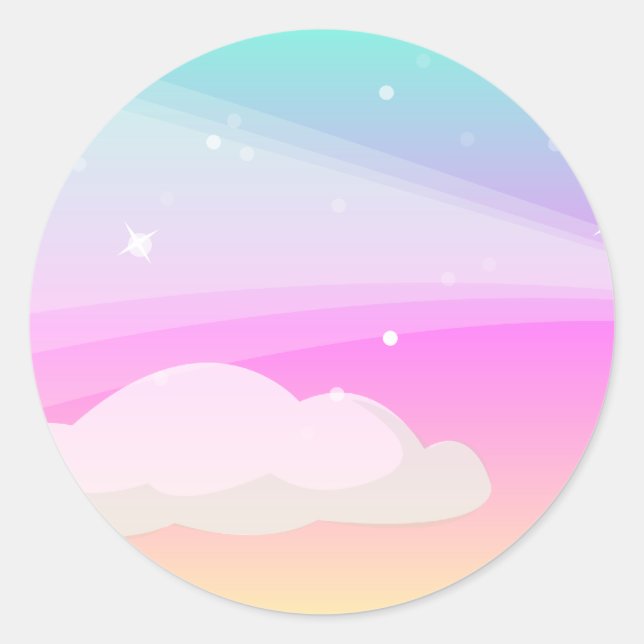 Sticker Rond Ciel et nuages : Vector Art : (Devant)