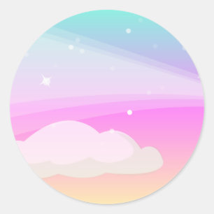 Sticker Rond Ciel et nuages : Vector Art :