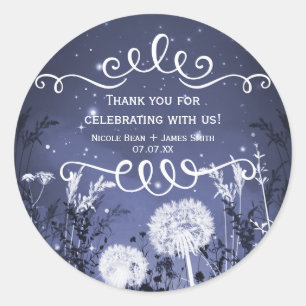 Sticker Rond Ciel étoilé crépusculaire enchanté et mariage avec