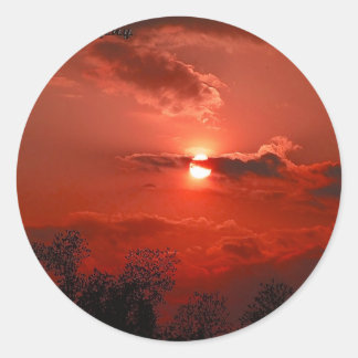 Sticker Rond Ciel rouge @ Night