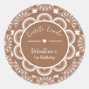 Sticker Rond Cielito Lindo 1er Anniversaire Brun