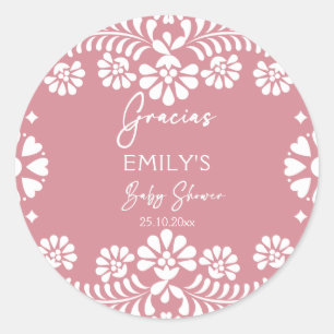 Sticker Rond Cielito lindo baby shower mexicain rose pâle
