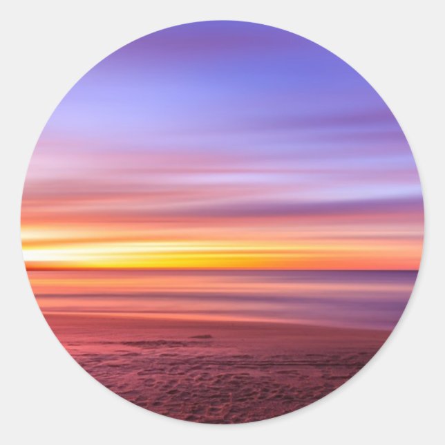 Sticker Rond Ciels violets au-dessus de la mer (Devant)